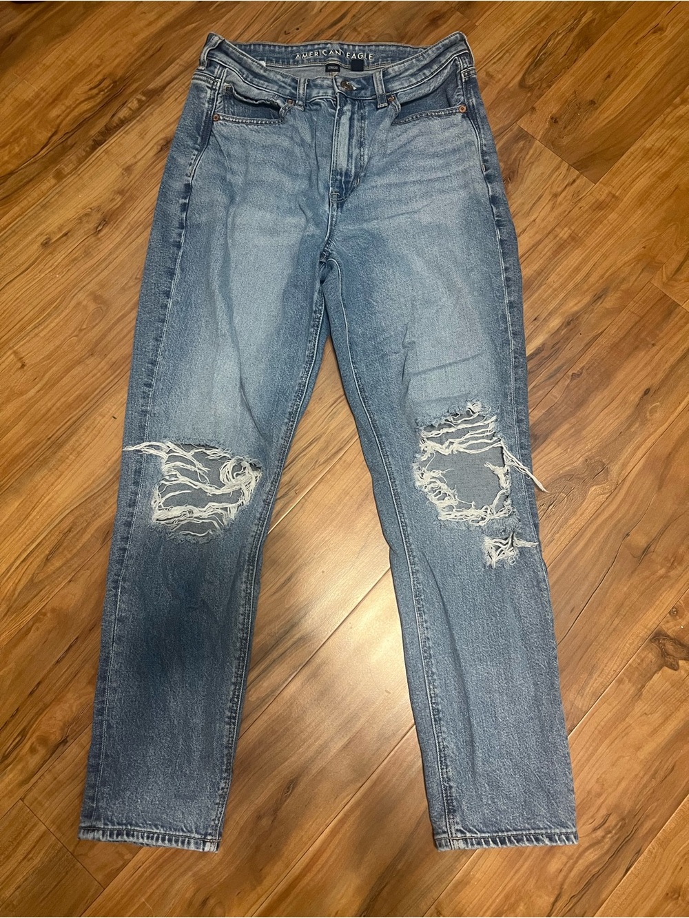 American Eagle Outfitters Light Blue Distressed mom Jeans